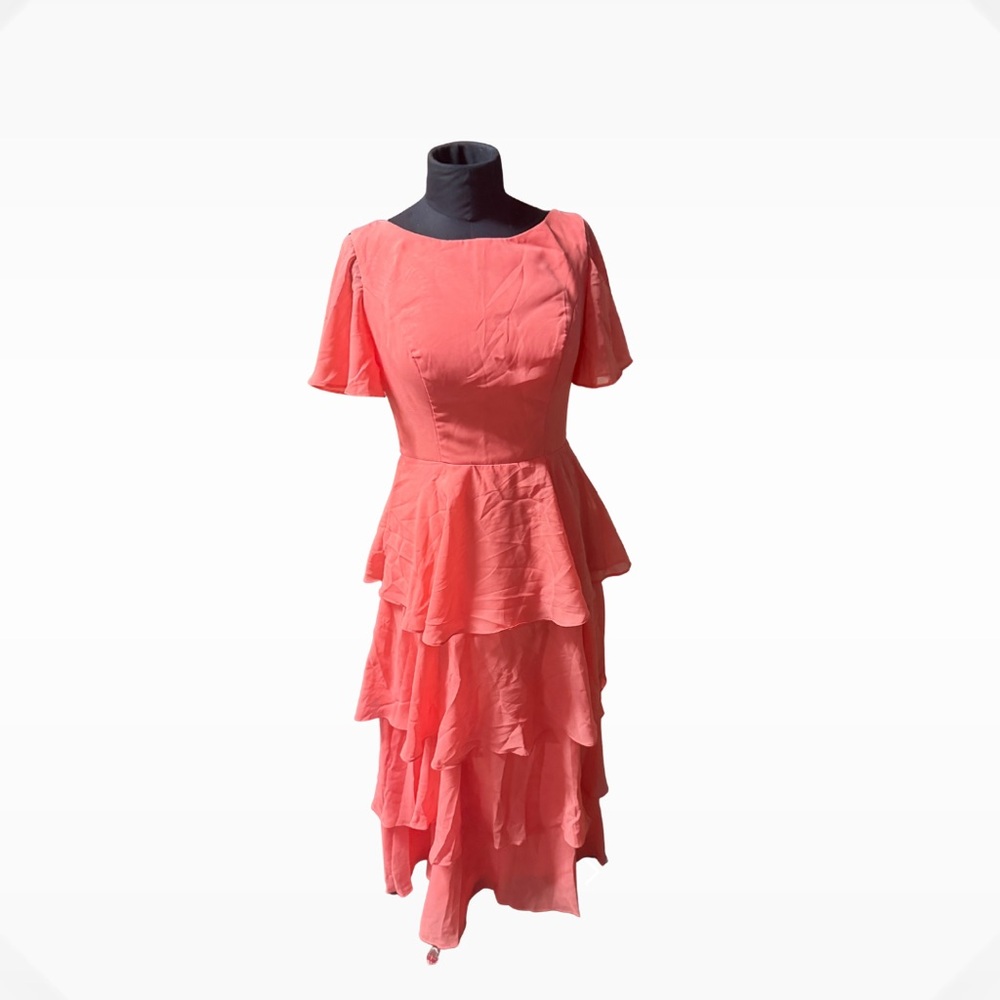 Elegant Coral Layered Dress